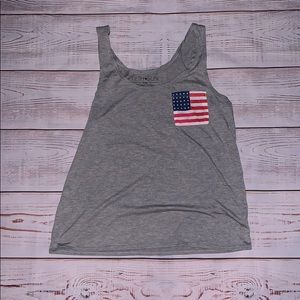 Fifth Sun Women’s Grey American Flag Pocket Tank